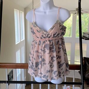 RUE21 Pink Butterfly Babydoll Top Size M
